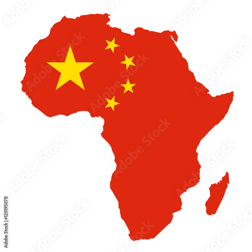 METAPHOR MEANING: Map of Africa in colors of China as metaphor of Chinese economic activities on African land