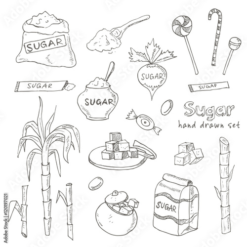 Doodle Set of sugar products Vector illustration