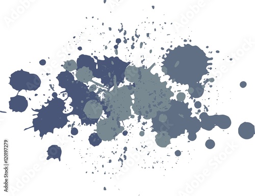 Background with blots and splashes of paint. Vector blots and vector splashes.Dark blue blobs