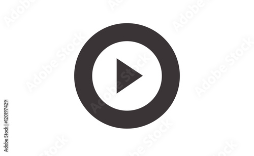 Vector play symbol button on white background