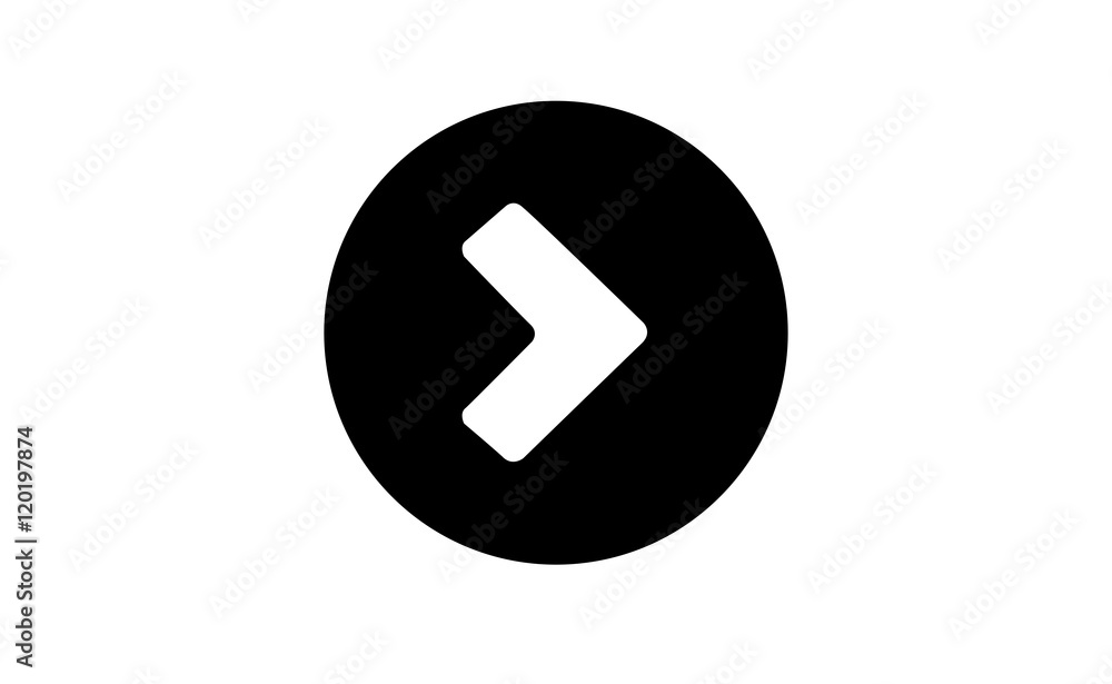Vector right symbol arrow in black circle on white background Vector right symbol arrow in black circle on white background
