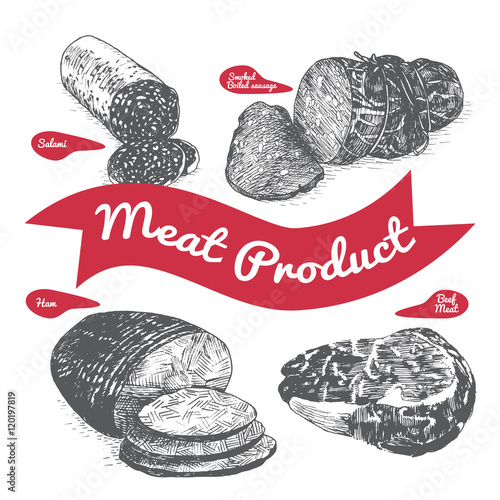 Meat product illustration.
