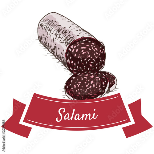 Salami colorful illustration.