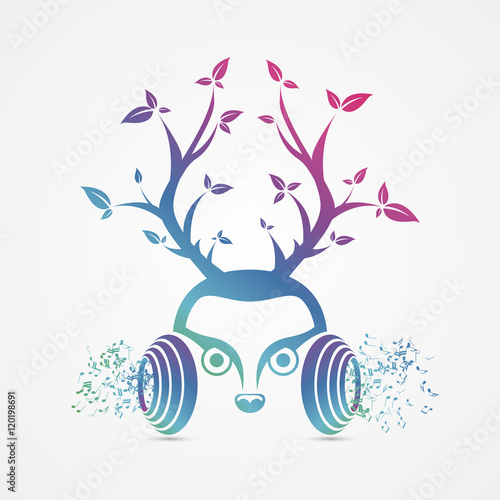Modern abstract headphones. Music symbol. Vector