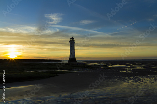 Perch Rock Lighthouse, New Brighton, Merseyside at sunset