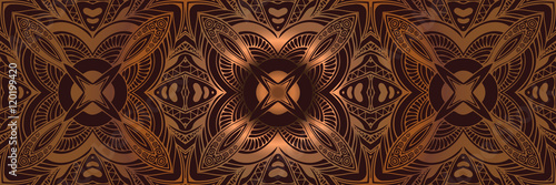 abstract decor friezes, a symmetric bronze flower pattern