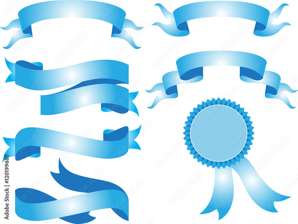 Blue Ribbon Banner Collection - vector illustrations Blue Ribbon Banner Collection - vector illustrations