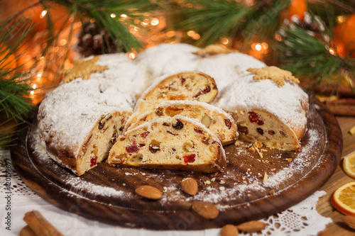 Stollen, traditional Christmas sweet holiday cake