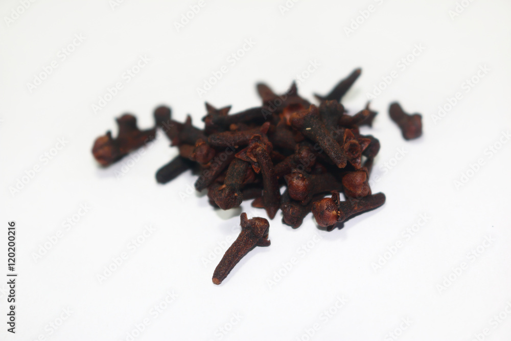dry cloves on white background dry cloves on white background