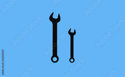 Vector double wrench symbol icon on flat background