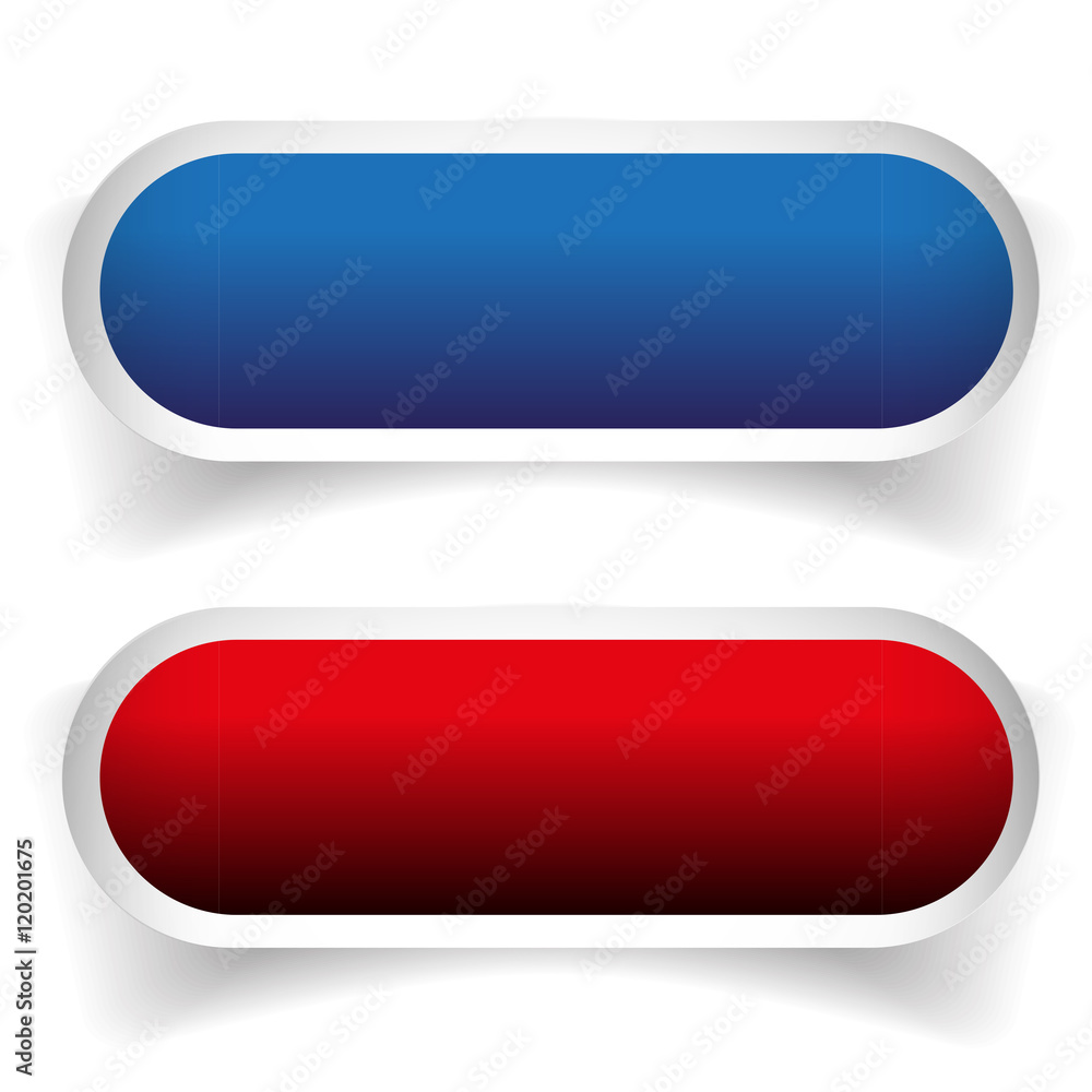 Empty button set blue and red Empty button set blue and red