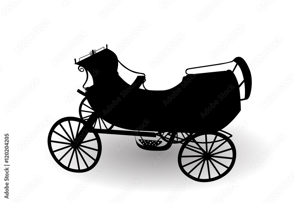 Fototapeta premium Old Wagon for the Horses. Isolated on White Background.