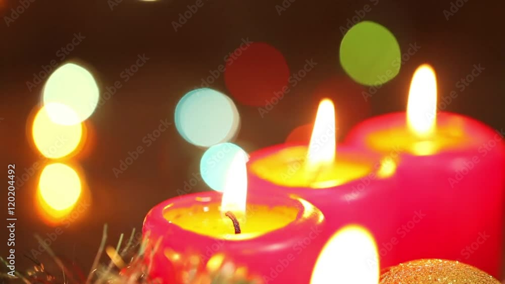burning Christmas candles. Macro background burning Christmas candles. Macro background