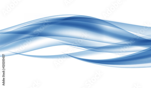 Abstract Blue Wave Set on Transparent  Background. Vector Illust