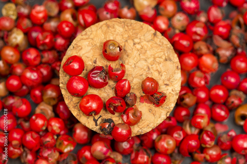 Red pepper spice texture with cork piece