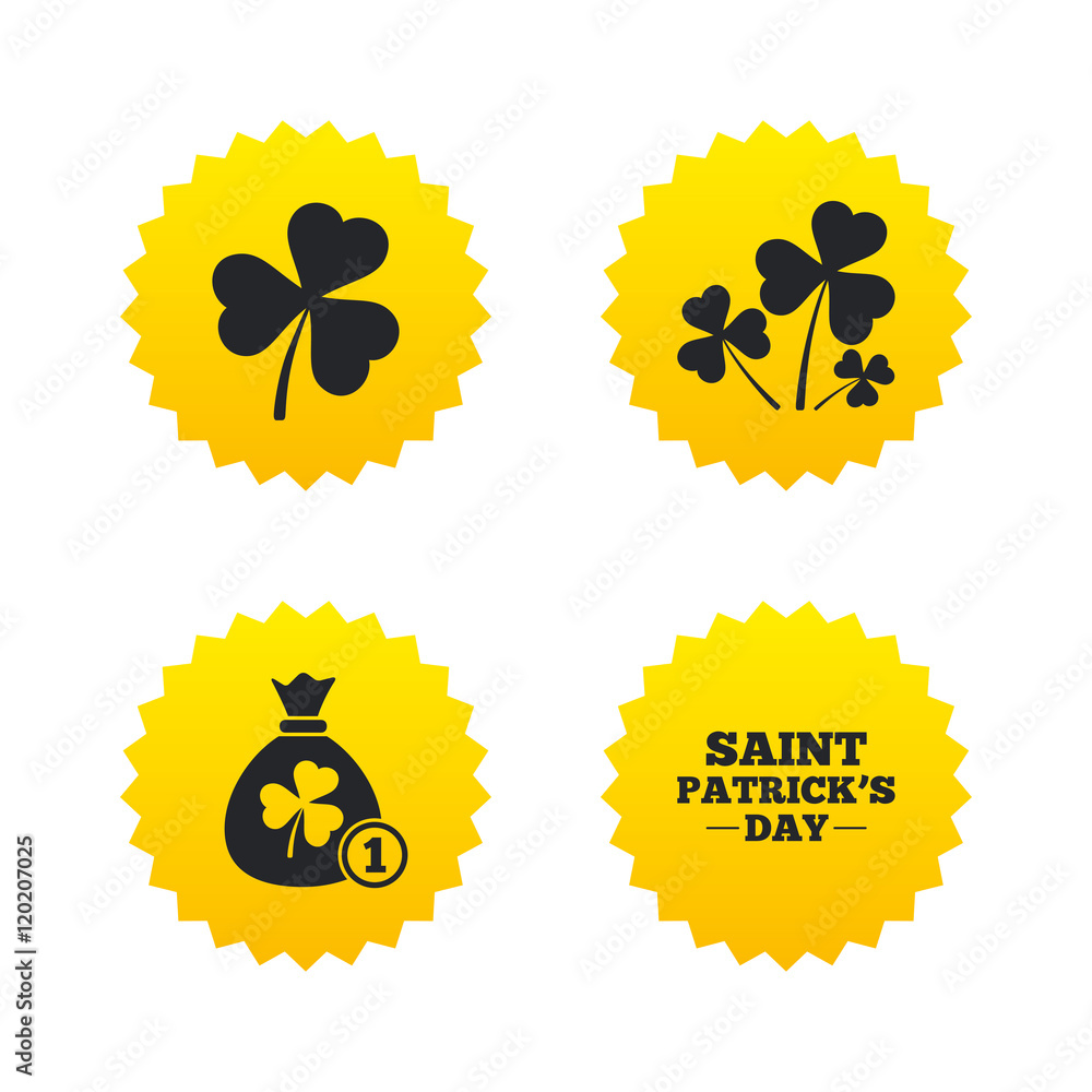 Saint Patrick day icons. Money bag with coin. Saint Patrick day icons. Money bag with coin.