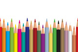 Seamless colored pencils row with wave on lower side. Flat design. Vector illustration eps10