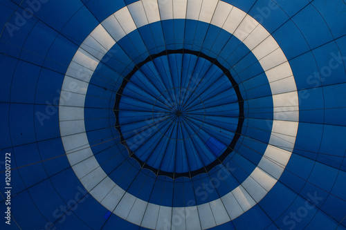 Closeup view inside of a hot air balloon