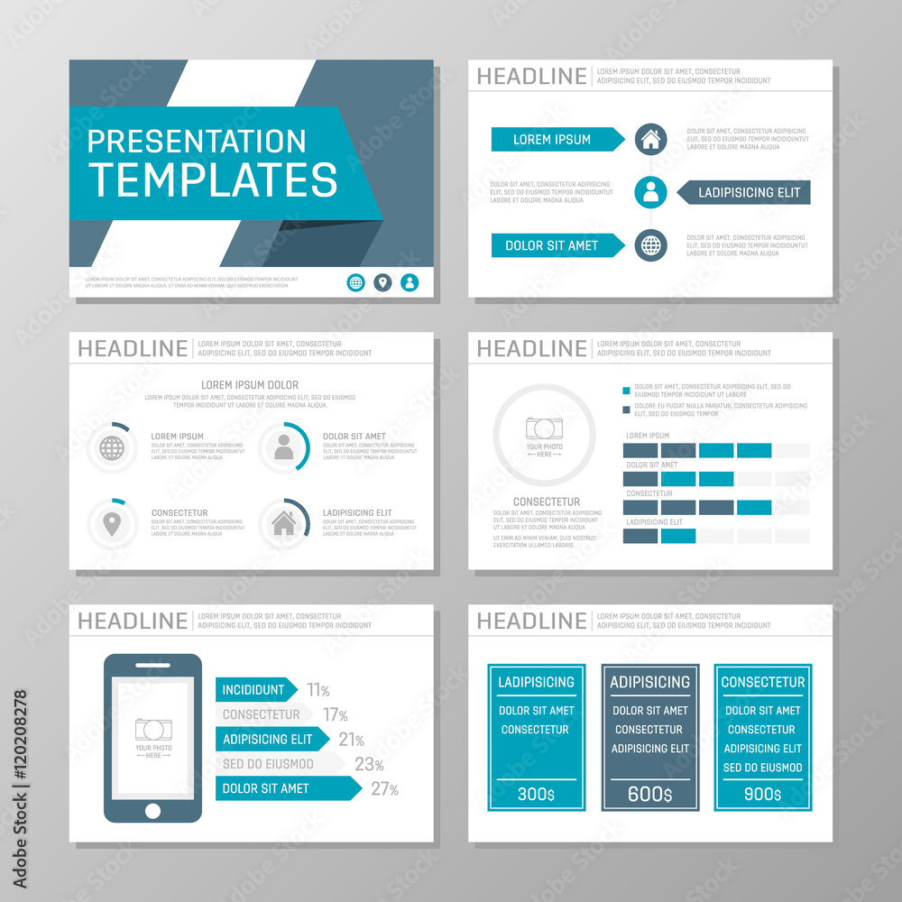 Set of blue template for multipurpose presentation slides. Leaflet, annual report, book cover design. Set of blue template for multipurpose presentation slides. Leaflet, annual report, book cover design.