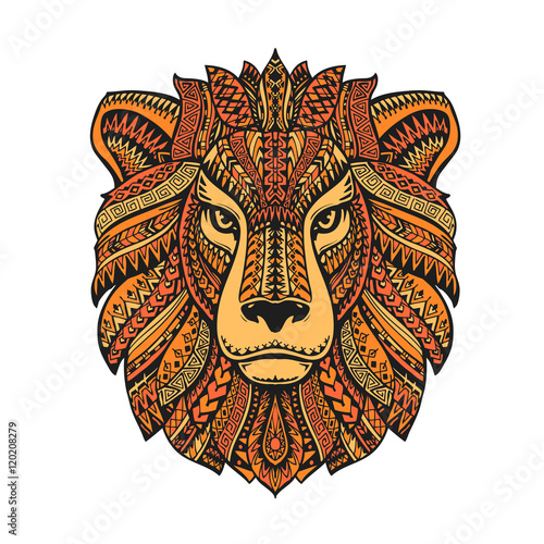 Murais de parede Lion head isolated on white background