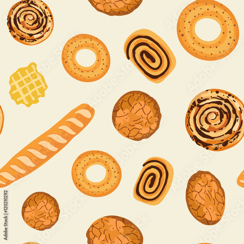 Seamless pattern with baked pastry.