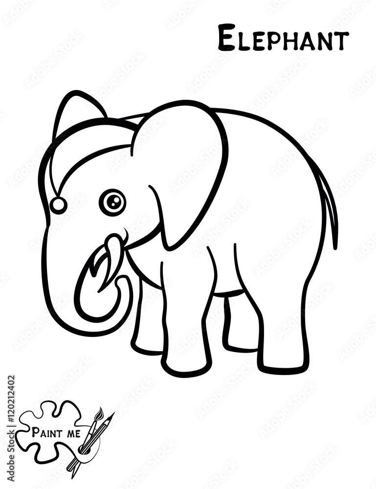 Children's coloring book that says Paint me. Elephant Children's coloring book that says Paint me. Elephant