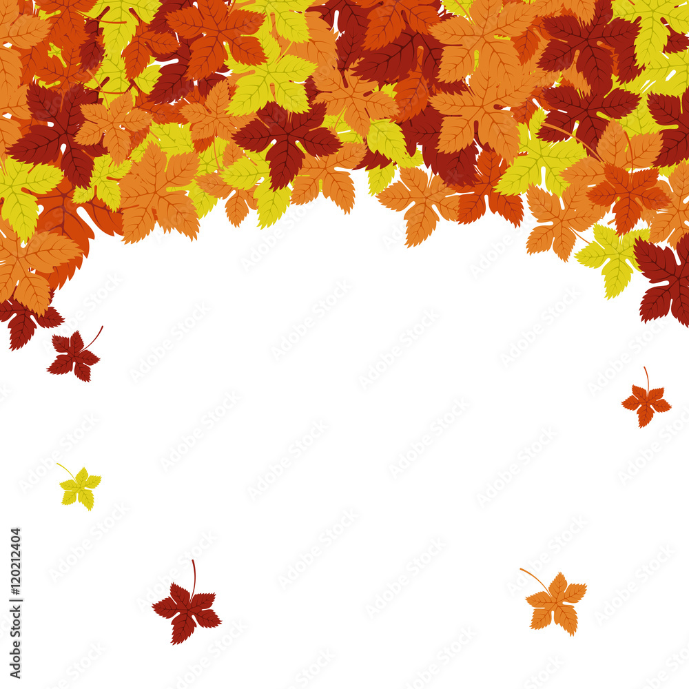 Autumn leaves background. Vector illustration. Floral abstract pattern. Fashion Graphic Design. Symbol of autumn,eco and natural.Bright colors leaves. Template for card,banner,wrapping and decoration.