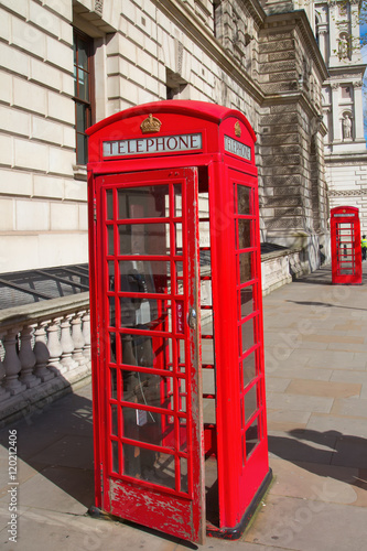 Red telephone booth in London