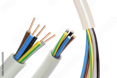 Electric cable on white background.