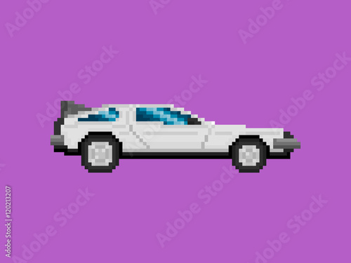 Pixel Art Style Retro Car