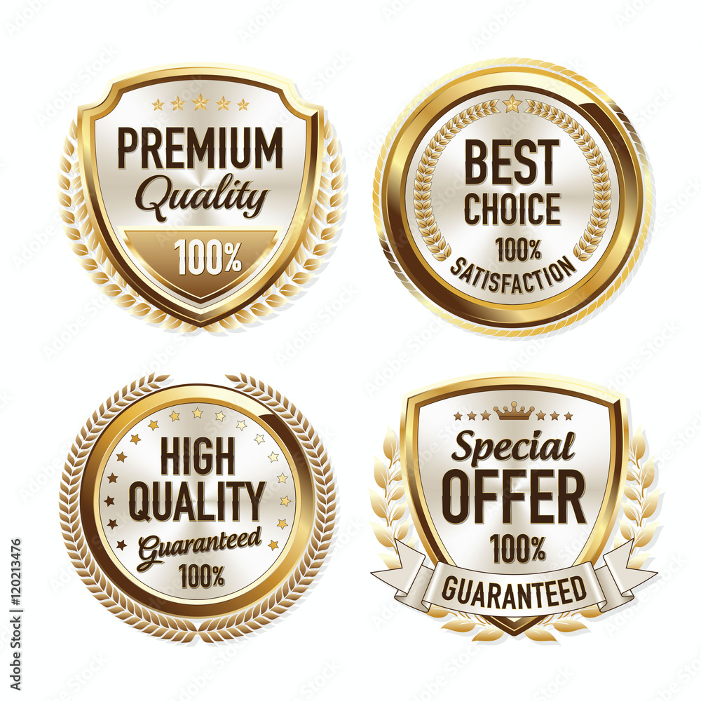 Set of Luxury Gold Quality Badges