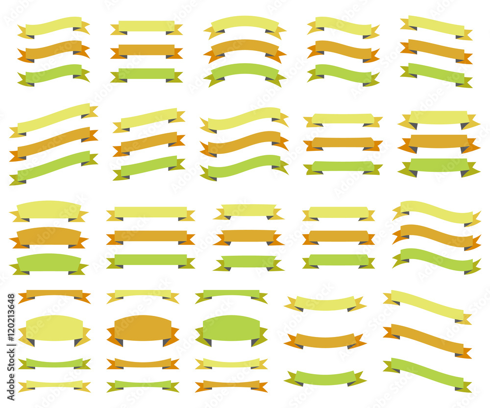 Set of ribbons, isolated on white background, vector illustration.