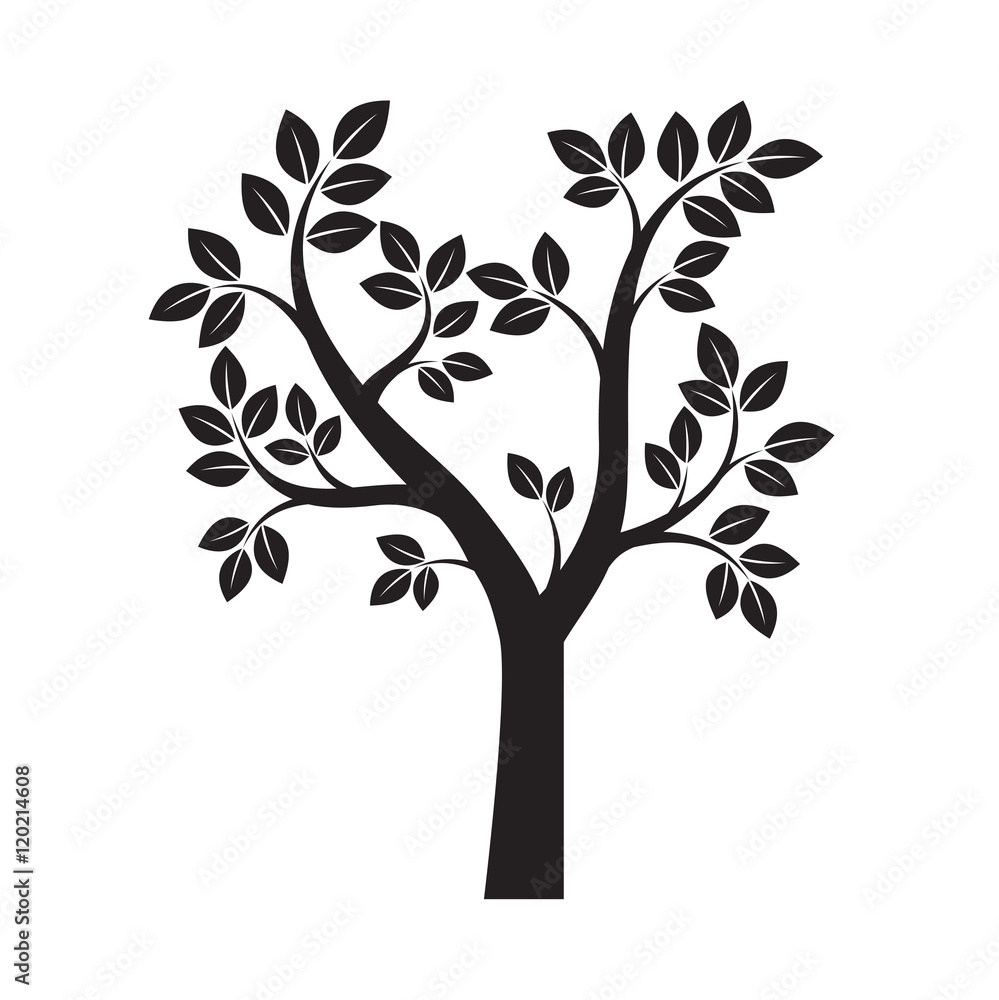 Shape of Black Tree. Vector Illustration.