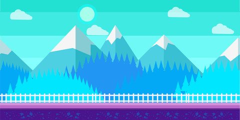 Crédence de cuisine Corail vert Seamless cartoon winter vector landscape for computer game.  © 2dvill