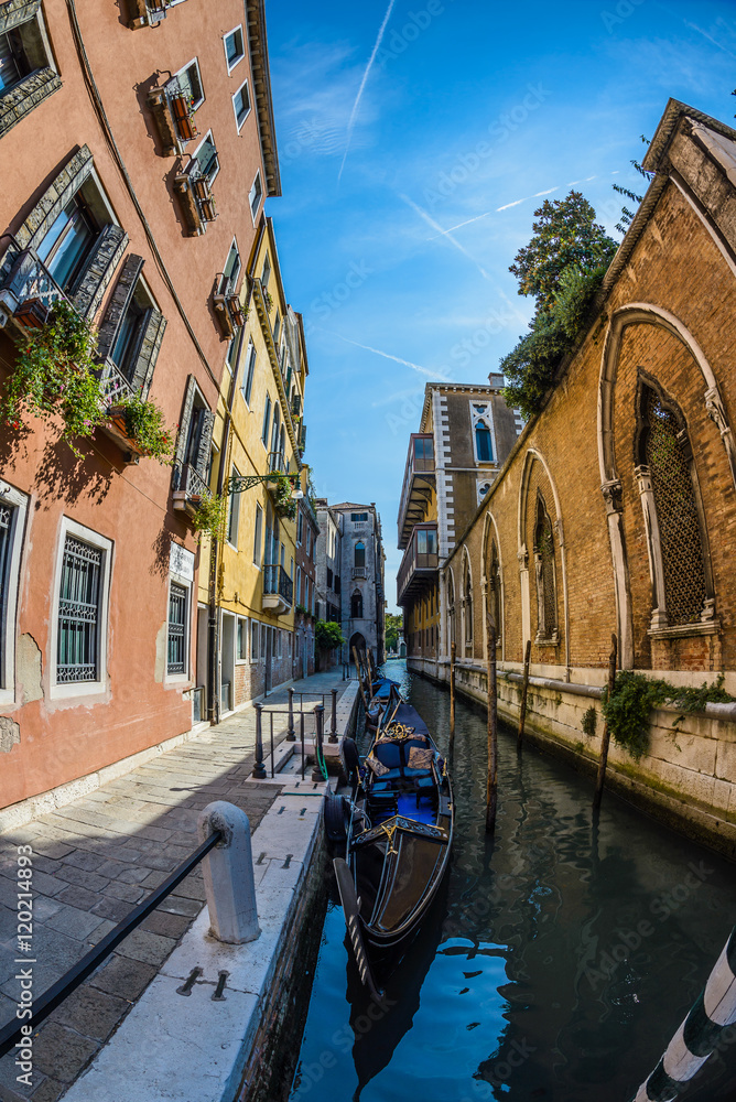 Fish eye view at architecture of Venice,Italy.