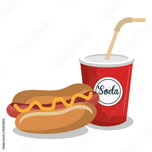 hot dog soda fast food design isolated vector illustration eps 10