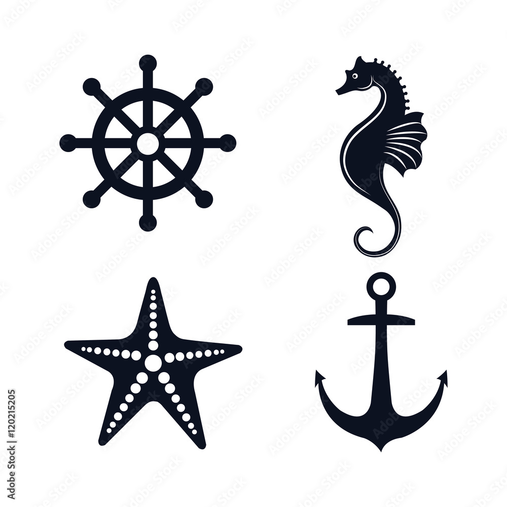 set icons sea isolated vector illustration eps 10