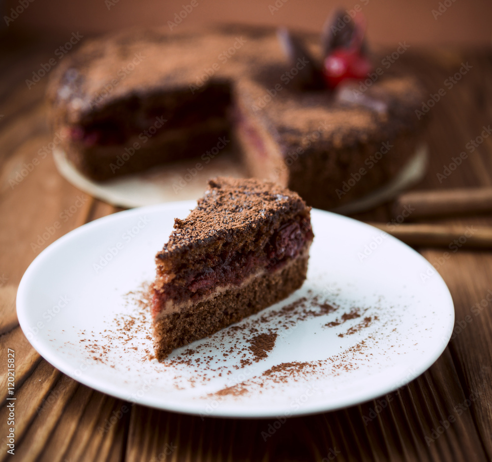 Chocolate cake portion