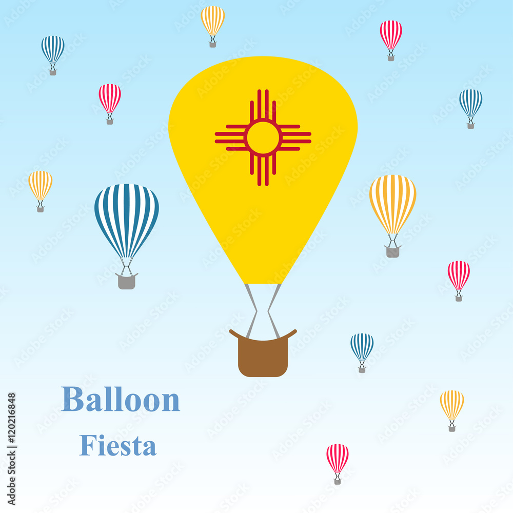 holiday card Balloon Fiesta. hot air balloon. congratulation. vector illustration.