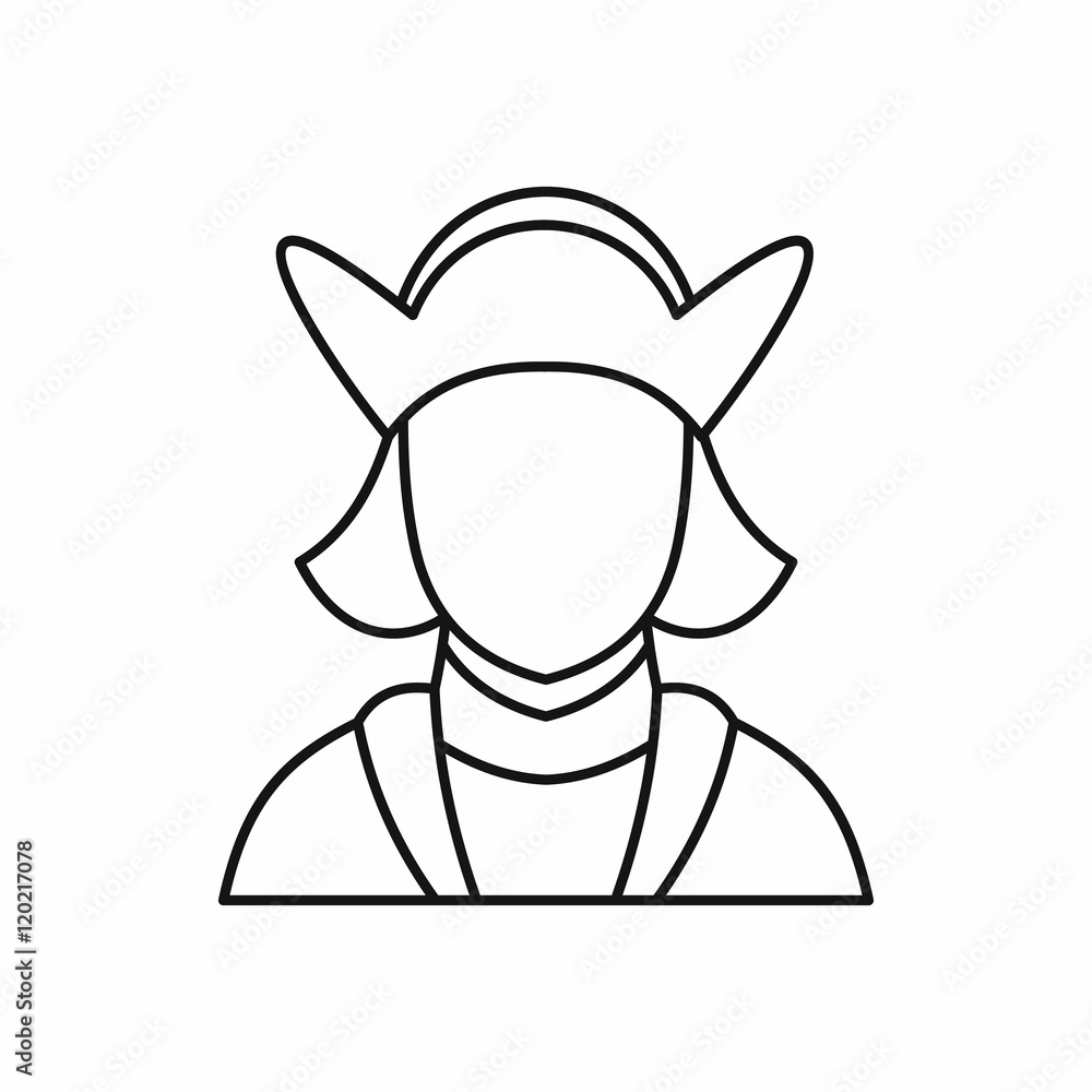 Obraz premium Christopher Columbus - explorer and discoverer of America in outline style isolated on white background vector illustration