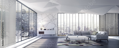 Model interior design of living room (3D Render)