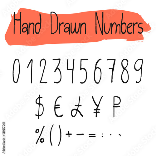 Handwritten simple vector numerals set