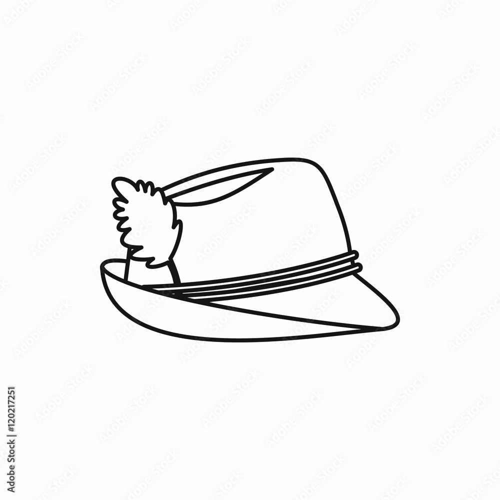 Oktoberfest tirol hat in outline style isolated on white background vector illustration Oktoberfest tirol hat in outline style isolated on white background vector illustration