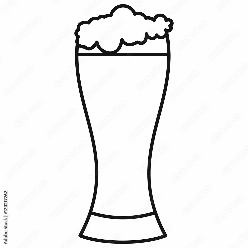 Glass of beer in outline style isolated on white background vector illustration Glass of beer in outline style isolated on white background vector illustration