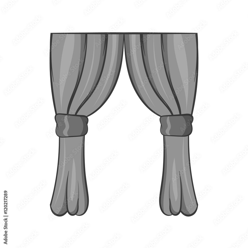 Curtains icon in black monochrome style isolated on white background. Interior symbol vector illustration Curtains icon in black monochrome style isolated on white background. Interior symbol vector illustration