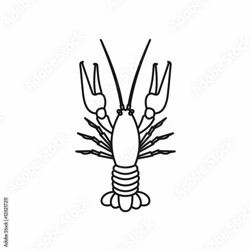Boiled crawfish in outline style isolated on white background vector illustration