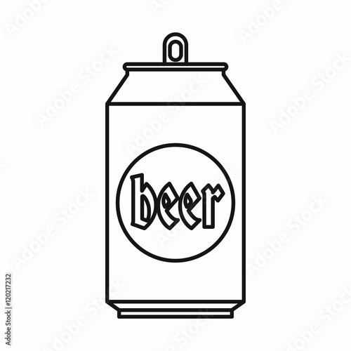 Beer can 500 in outline style isolated on white background vector illustration