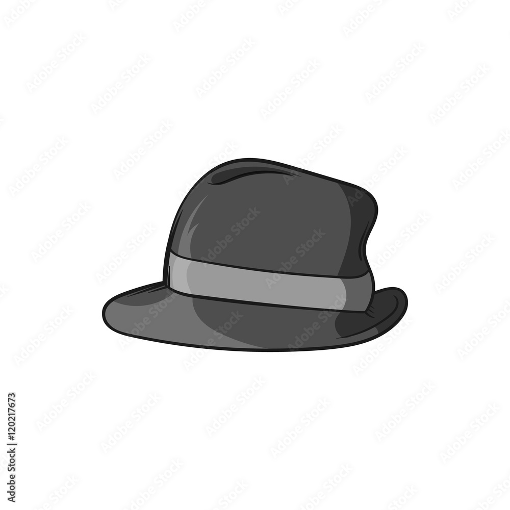 Mens hat icon in black monochrome style isolated on white background. Headdress symbol vector illustration Mens hat icon in black monochrome style isolated on white background. Headdress symbol vector illustration