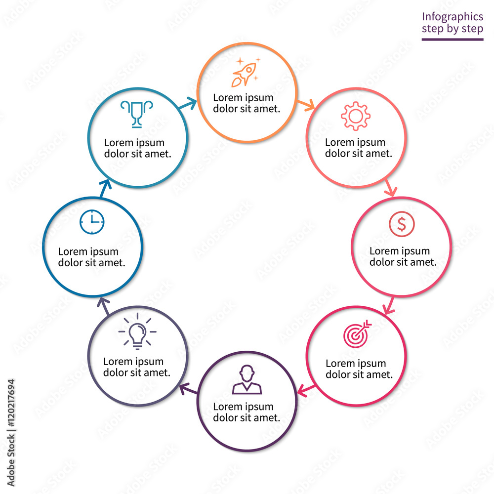 Linear infographics. Minimalistic chart, diagram with 8 steps. Linear infographics. Minimalistic chart, diagram with 8 steps.
