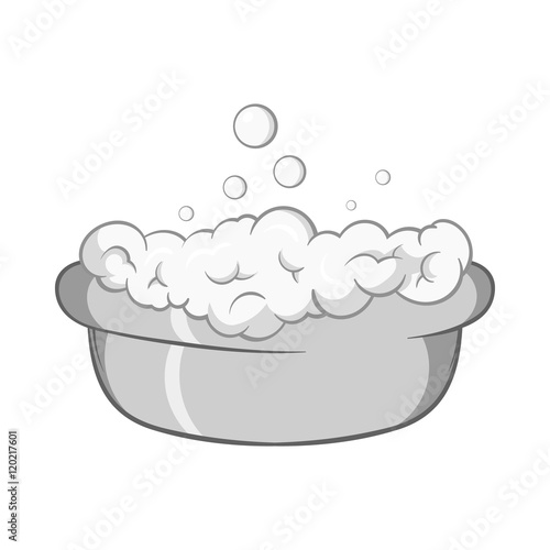 Bath for baby icon in black monochrome style isolated on white background. Child care symbol vector illustration